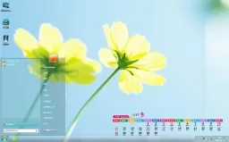 清新黄色植物花朵日历win7电脑主题